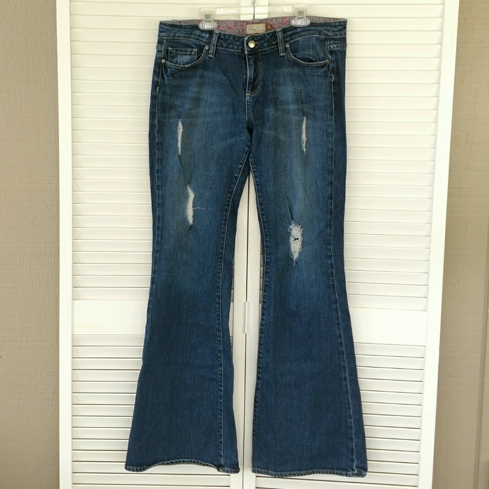 SOLD PAIGE Bell Canyon flare distressed jeans 32 - Picture 1 of 6